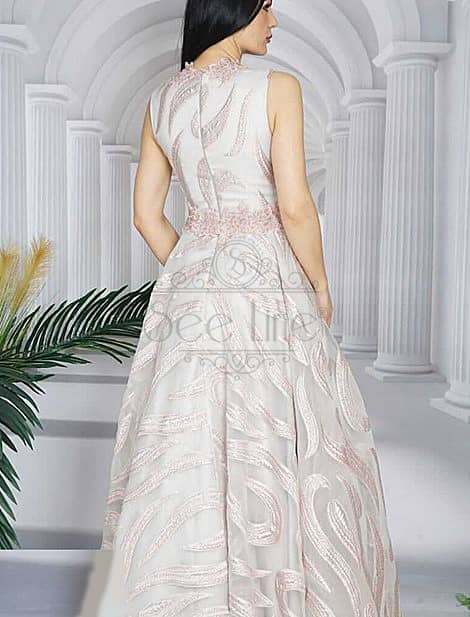 Decollete Long Salmon Evening Dress