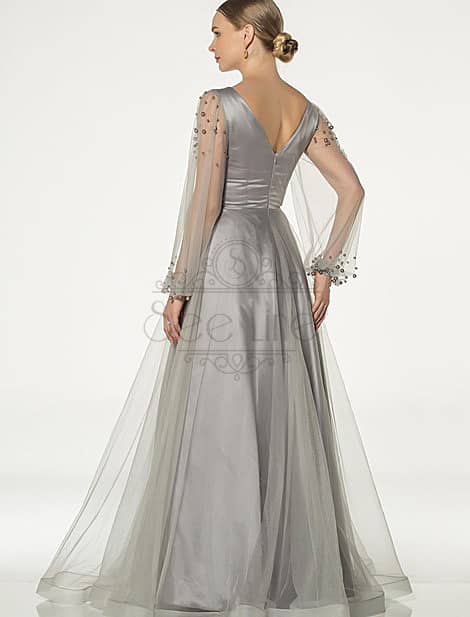 Pearl Stone Gray Evening Dress