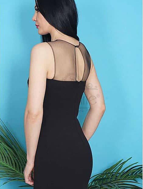 Front Embroidered Black Dress