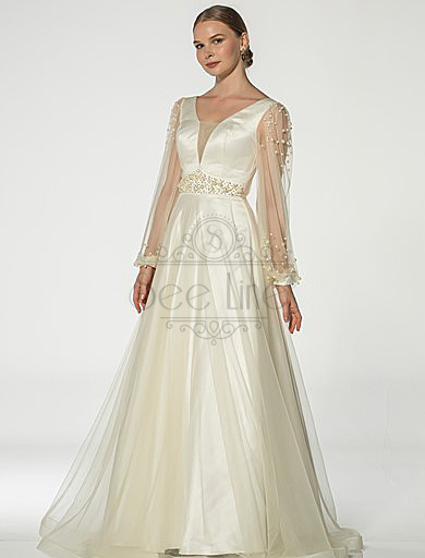 Pearl Stone Cream Evening Dress