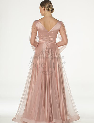 Pearl Stone Salmon Evening Dress