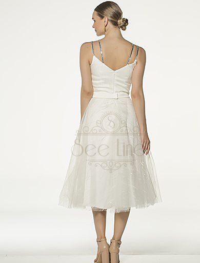 taş askılı fransız boy beyaz elbise, taş askılı fransız boy beyaz elbise